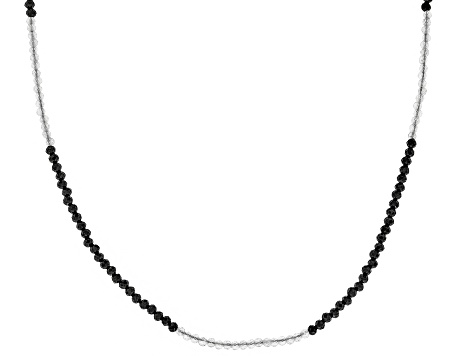 Black Spinel Rhodium Over Sterling Silver Beaded Necklace 30.00ctw