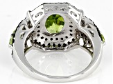 Green Peridot Rhodium Over Sterling Silver Ring 3.40ctw
