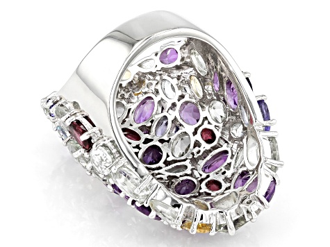 Multicolor Gems Rhodium Over Sterling Silver Ring 16.73ctw