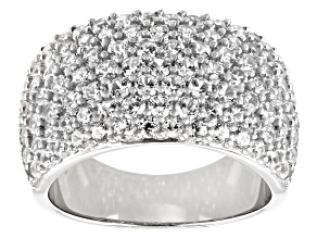 White Zircon Rhodium Over Sterling Silver Band Ring 3.58