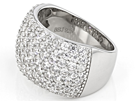 White Zircon Rhodium Over Sterling Silver Band Ring 3.58