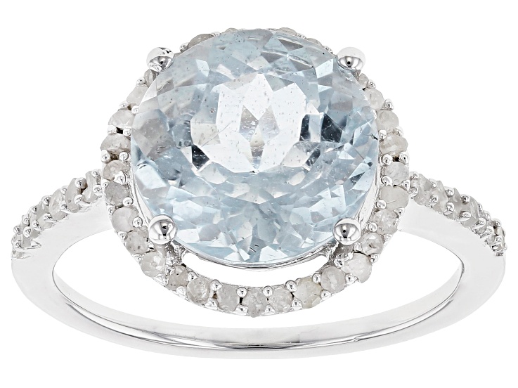 Blue Aquamarine Rhodium Over Silver Ring 3.64ctw - DOCW752 | JTV