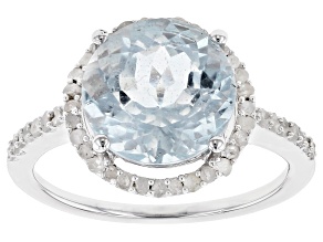 Blue Aquamarine Rhodium Over Silver Ring 3.64ctw