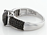 Black Spinel Rhodium Over Sterling Silver Ring 2.92ctw