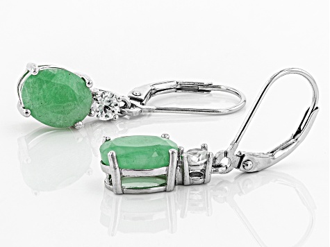 Green Emerald Rhodium Over Sterling Silver Earrings 3.76ctw DOCX102 JTV