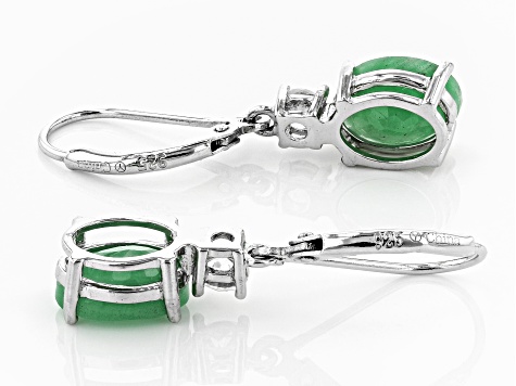 Green Emerald Rhodium Over Sterling Silver Earrings 3.76ctw