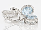 Blue Aquamarine Sterling Silver Earrings 3.89ctw