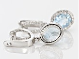 Blue Aquamarine Sterling Silver Earrings 3.89ctw
