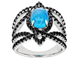 Paraiba Blue Color Opal Rhodium Over Sterling Silver Ring 2.32ctw