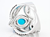 Paraiba Blue Color Opal Rhodium Over Sterling Silver Ring 2.32ctw