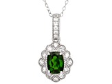 Green Chrome Diopside Rhodium Over Sterling Silver Pendant 1.21ctw