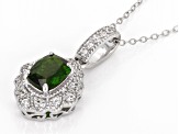 Green Chrome Diopside Rhodium Over Sterling Silver Pendant 1.21ctw