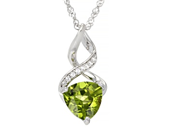 Picture of Green Peridot Rhodium Over Sterling Silver Pendant With Chain 2.51ctw