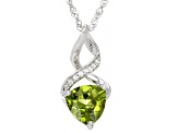 Green Peridot Rhodium Over Sterling Silver Pendant With Chain 2.51ctw