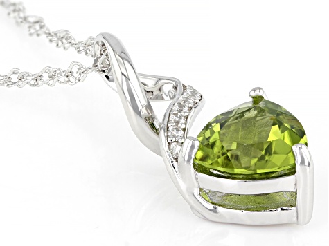 Green Peridot Rhodium Over Sterling Silver Pendant With Chain 2.51ctw
