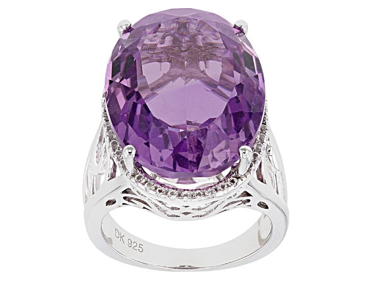 Lavender Amethyst Rhodium Over Silver Ring 22.36ctw