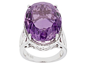 Lavender Amethyst Rhodium Over Silver Ring 22.36ctw