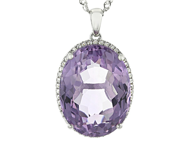Lavender Amethyst Rhodium Over Silver Pendant with Chain