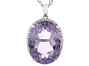 Lavender Amethyst Rhodium Over Silver Pendant with Chain 22.12ctw