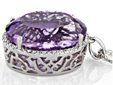 Lavender Amethyst Rhodium Over Silver Pendant with Chain 22.12ctw