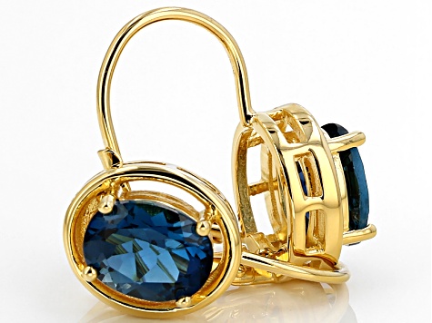 London Blue Topaz 18k Yellow Gold Over Sterling Silver Earrings 4 70ctw London Blue Topaz 18k Yellow Gold Over Sterling Silver Earrings 4 70ctw