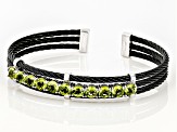 Green Peridot Stainless Steel Cuff Bracelet 5.00ctw