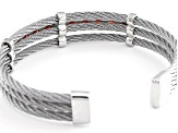 Red Garnet Stainless Steel Cuff Bracelet 6.00ctw