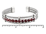 Red Garnet Stainless Steel Cuff Bracelet 6.00ctw