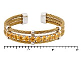 Yellow Citrine Gold Tone Stainless Steel Cuff Bracelet 4.00ctw
