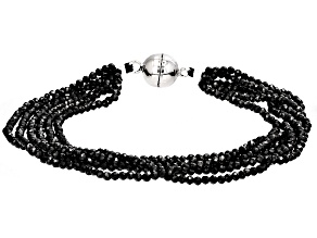 Black Spinel Rhodium Over Sterling Silver Bracelet 30.00ctw