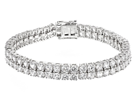 White Zircon Rhodium Over Sterling Silver Bracelet 24.00ctw