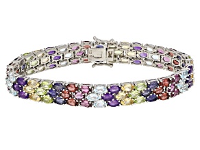 Multi Color Rhodium Over Sterling Silver Bracelet 22.80ctw