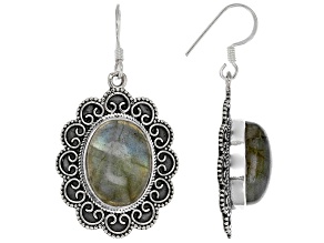 Gray Labradorite Sterling Silver Dangle Earrings