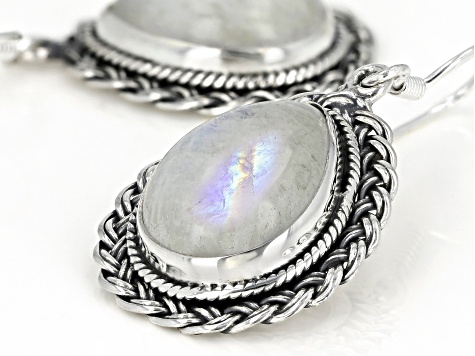 Rainbow Moonstone Sterling Silver Earrings