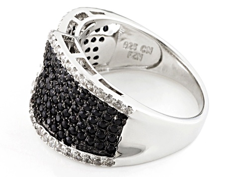 Black Spinel Sterling Silver Ring 1.70ctw