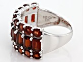 Red Garnet Rhodium Over Sterling Silver Band Ring 6.12ctw