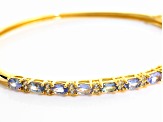 Blue Tanzanite 18k Yellow Gold Over Sterling Silver Bangle Bracelet 1.88ctw