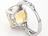 Yellow Citrine Rhodium Over Sterling Silver Ring 6.50ct