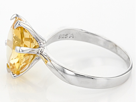 Yellow Citrine Rhodium Over Sterling Silver Ring 6.00ct