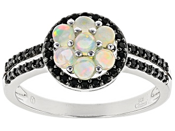 Picture of Ethiopian Opal Rhodium Over Sterling Silver Ring 1.28ctw