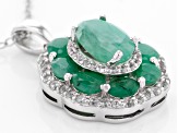 Green Emerald Rhodium Over Sterling Silver Pendant With Chain 3.35ctw