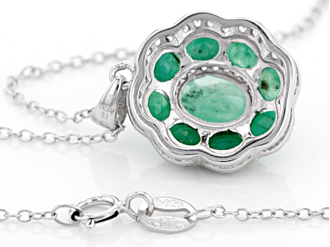 Green Emerald Rhodium Over Sterling Silver Pendant With Chain 3.35ctw