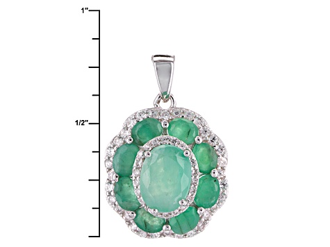 Green Emerald Rhodium Over Sterling Silver Pendant With Chain 3.35ctw