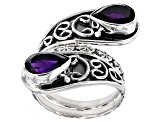 Purple Amethyst Sterling Silver Bypass Ring 3.00ctw