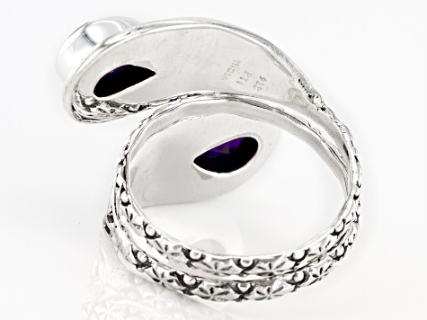Purple Amethyst Sterling Silver Bypass Ring 3.00ctw