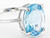 12x10mm Sky Blue Topaz Sterling Silver Solitaire Ring 4.80ct