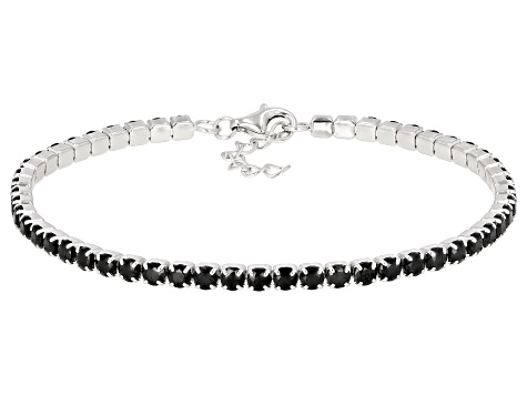 Black Spinel Rhodium Over Sterling Silver Tennis Bracelet 6.48ctw