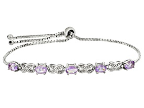 Lavender Amethyst Rhodium Over Sterling Silver Sliding Adjustable Bracelet 1.75ctw