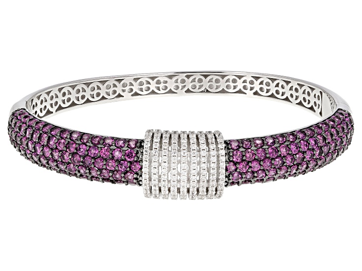 Open Star Sterling Silver Corded Bracelet in Bright Magenta