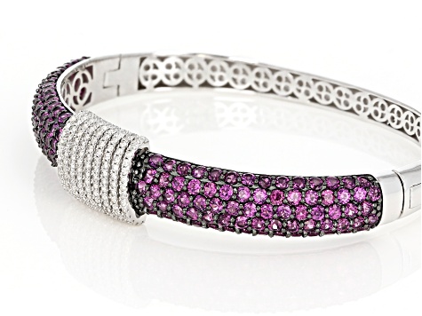 Open Star Sterling Silver Corded Bracelet in Bright Magenta